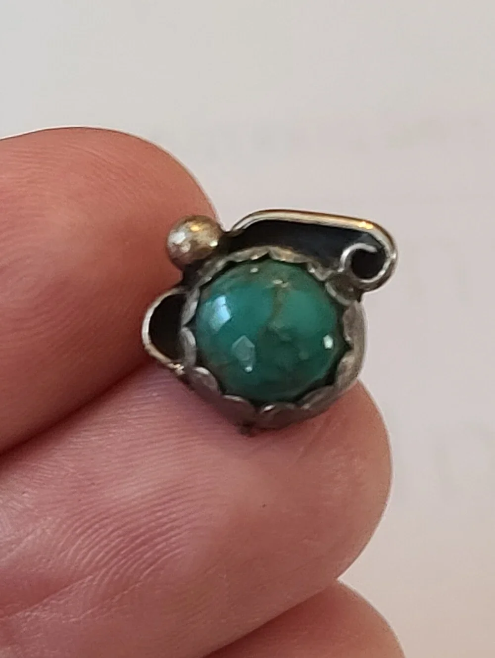$165 Navajo Artisan Toney Toledo of Santa Fe Circa 1970-80's Turquoise Tie Tack!